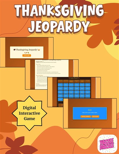 Thanksgiving Jeopardy Game Canva Live Link – Interactive Family Trivia Game | Classroom, Office, Friendsgiving (digital) - Etsy