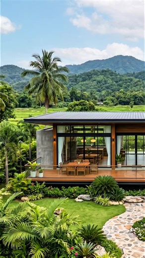 บ้านยกพื้น ชั้นเดียว สไตล์ โมเดิร์นทรอปิคอล #บ้าน #บ้านสวย #house #home #easyhouse