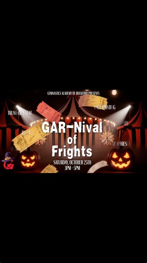 🎃👻 You’re officially invited to our first annual GAR-Nival of Frights! 👻🎃 Join us Saturday, October 25th from 3–5 PM for an afternoon full of candy, costumes, and carnival-style fun! ✨ What to expect: • Trunk or Treating • Face Painting (cash only) • Special appearances from Kona Ice of Rockford & Pizza Fresca • Games, music & more spooky surprises! Grab your ghouls, goblins, and gymnasts — it’s going to be a frightfully good time! 🕸️🕷️ Costumes encouraged! #trunkortreat Stateline Kids #ga