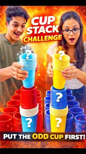 Cup Stack Challenge 😱 Who Will Win? #cupstackingchallenge #bluevsyellow #fungame #viralchallenge