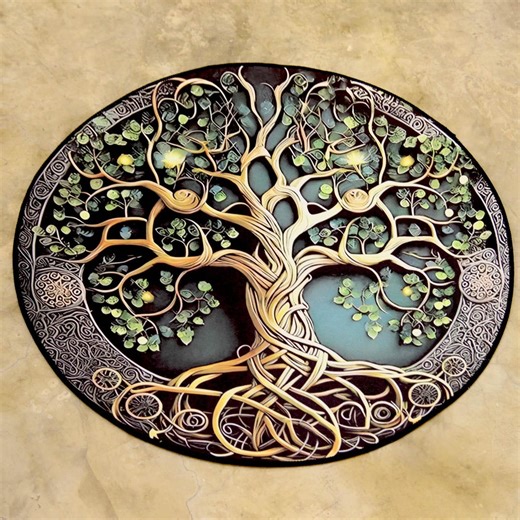 Art mural celtique arbre de vie - mandala rond complexe pour maison bohème, art circulaire coloré sur toile pour salon - Etsy France