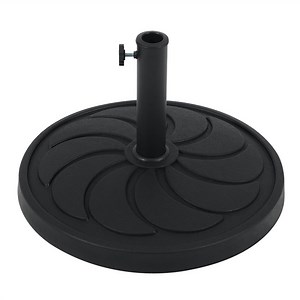 Patio Market Umbrella Base, 40lbs Heavy Duty Round Outdoor Stand, Resin Holder with Petal Pattern, Black