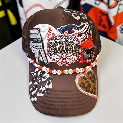 Leopard Baseball Mama Trucker Hat | Sports Mom Game Day Cap - Etsy