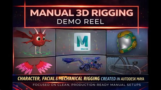 Manual 3D Rigging Demo Reel | Character, Facial Mechanical | Subhasish Ghosh