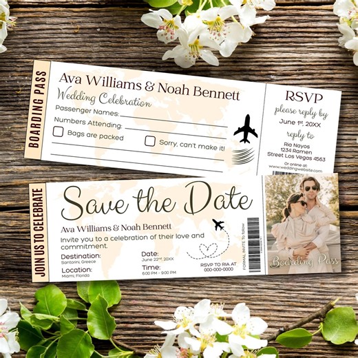 Wedding Boarding Pass Invitation Template, Travel Save the Date Ticket, Destination Wedding Boarding Pass Invite Canva - Etsy