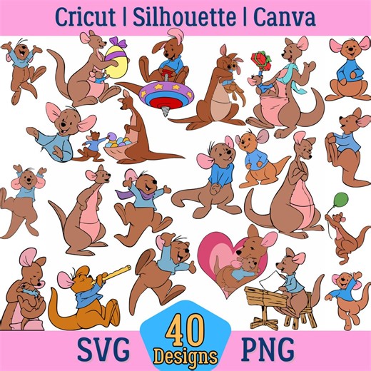 40 Designs Kanga and Roo SVG Plus PNG Clipart Bundle for Cricut Silhouette and Others, Instant Download - Etsy