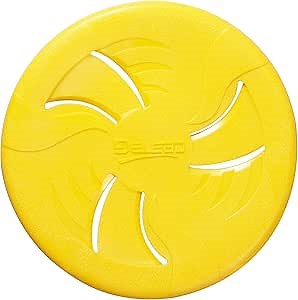 Indestructible Flying Discs, Interactive Dog Toy, Soft Lightweight Fetch Toys for Medium Large Dogs, Floats in Water & Safe on Teeth, 9 inch(Large, Yellow)