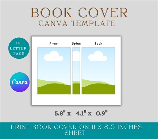 Custom Book Cover Template Canva | Editable KDP Paperback Cover Mockup | Blank Book Cover Design | DIY Notebook Cover | Instant Download - Etsy