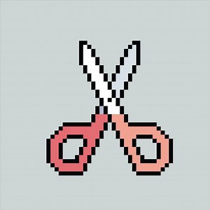 Download Pixel art illustration Scissors. Pixelated scissors tools. Scissors cutter pixelated for the pixel art game and icon for website and video game. old school retro. for free