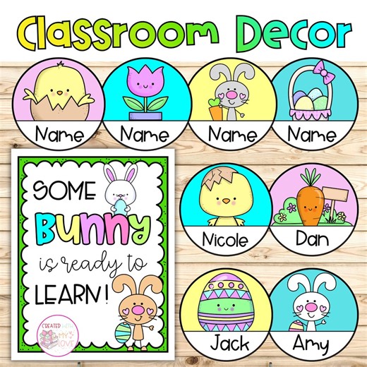 Editable Easter Chicks Bunny Door Display Name Tag Classroom Decor Desk Labels - Etsy