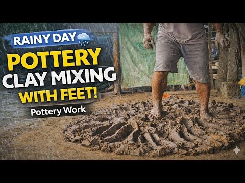 Relaxing Pottery Prep: Preparing Clay in Rainy Season 🌧️🏺