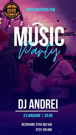 🎉 Vineri, 23 IANUARIE, de la ora 20:00, ne vedem la Hash Brothers Pub pentru un DJ Party incendiar cu DJ Andrei! 🔥🎧 Pregătește-te pentru o seară plină de energie, muzică bună și vibe-uri perfecte! Avem mâncare pentru toate gusturile, de la clasicele noastre farfurii pline până la bunătăți surpriză, plus băuturi pe care nu ai cum să le refuzi – bere rece, cocktailuri fresh și multe altele. 🍔🍟🍺🍹 Hai să dăm startul weekendului așa cum trebuie: cu muzică tare, poftă bună și distracție fără li