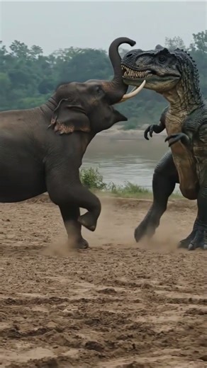 Elephant VS Dinosaur 😱 Real Fight 🔥