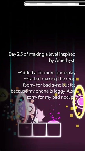 Day 2.5 of making an easy demon inspired by Amethyst. #geometrydash #gd