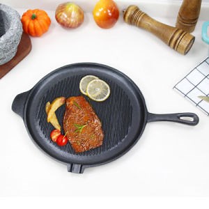 [Hot Item] Cast Iron Square Grill Pan, Pre-Seasoned Cast Iron Grill Pan for Indoor