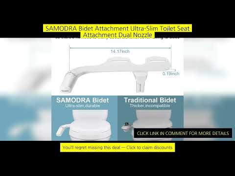 Samodra Bidet Attachment Ultra-Slim Toilet Seat Attachment Dual Nozzle Bidet