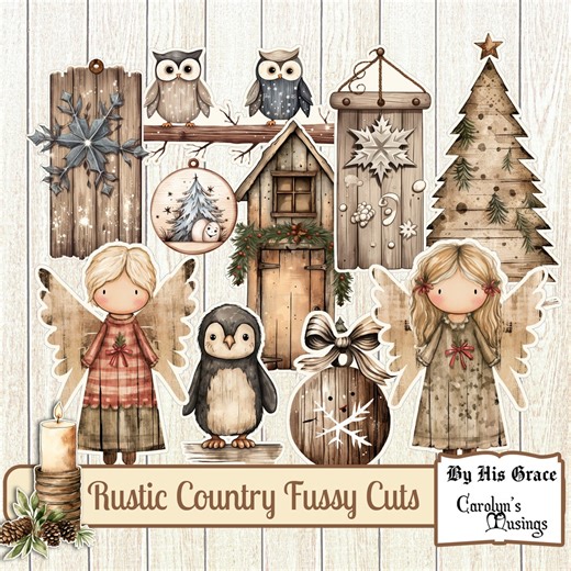 Christmas Fussy Cut Clipart: Rustic Junk Journal Ephemera (digital Download) - Etsy