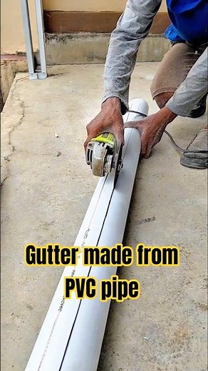 gutter from pipe #Paralon Pipe #DIYHouse #HowToMake #DIYTutorial #SaveCost #PVCPipe #HomeRenovation