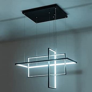 Modern LED Chandelier for Dining Room, Black 3-Lights Remote Control Pendant Lighting for Living Room Kitchen Island Dimmable Color Changing