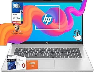 HP Business Touchscreen Laptop 17 inch, Intel 10-Core i7-1355U(up to 5.0 GHz), 32 GB RAM, 1 TB SSD, Intel Iris Xe GPU, Wi-Fi 6, Fingerprint, MS Office Pro Lifetime License, Windows 11 Pro, w/Mouse