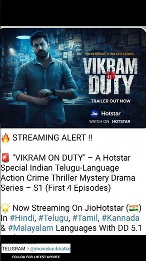 Vikram On Duty Dubbed & Every Details | Vikram On Duty Trailer Hindi | Jio Hotstar