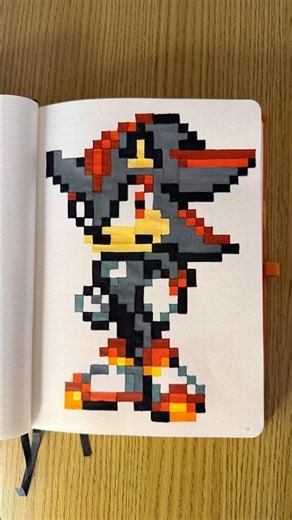 Shadow the Hedgehog Pixel Art 🦔✨ #shorts #art #sonic #shadow #pixelart #8bit #sonicthehedgehog
