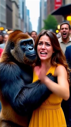 गोरिल्ला लड़की को पकड़ लिया।। Gorilla vs girls scary #aivideo #shortsfeed