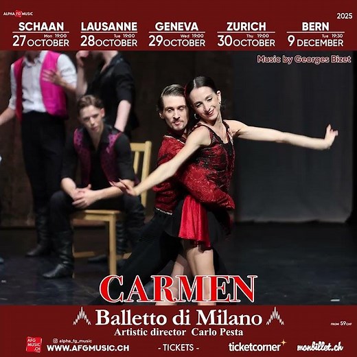 The legendary ballet Carmen performed by the Italian state theater Balletto di Milano in Switzerland