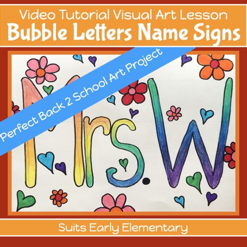 Back to School NAME POSTERS Art projects with VIDEO Tutorial 2nd - 4th grade