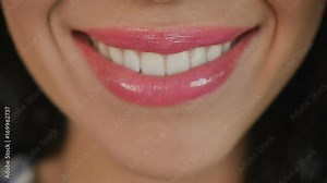 Pink smiling woman's lips