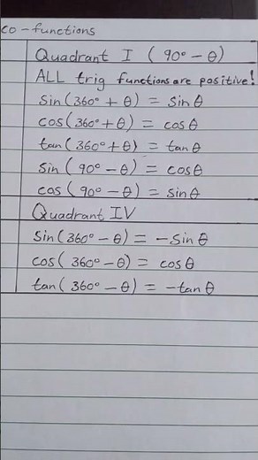 Grade 11 Trigonometry| Reduction Formulae and co-functions #maths #trigonometry