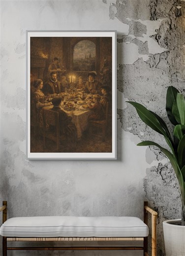 Renaissance Family Dinner Painting | Medieval Banquet Hall Art | Vintage Historical Print | Classical Wall Decor - Etsy