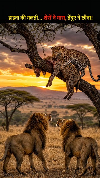 🦁 शेरों ने मारा, तेंदुए ने छीना! | Lion vs Hyena vs Leopard | Wildlife Documentary Hindi #factlinker