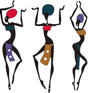 DICYWUDI 3 Pieces African Metal Wall Arts, Vintage Arts For Home Decor, Ethnic Dance Style Drawing Wall Art For Home Living Room Bedroom and Bathroom - For Birthday, Christmas, Thanksgiving, Mom Gifts
