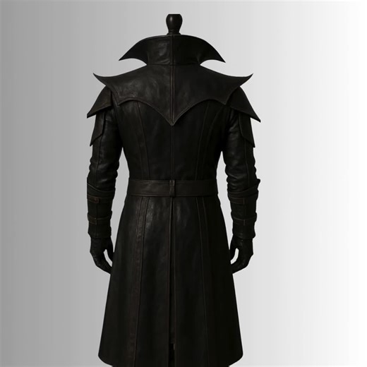 Black Gothic Leather Trench Coat – Medieval Fantasy Costume – Halloween Cosplay LARP Outfit - Etsy