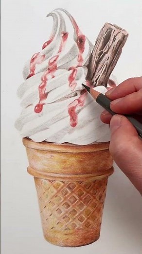 Ice Cream Cone with Polychromos #coloredpencil #icecreamdrawing #drawingtutorial #drawing #summer