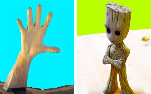 【睡前减音】工匠制作格鲁特宝宝和八个不寻常的木雕。