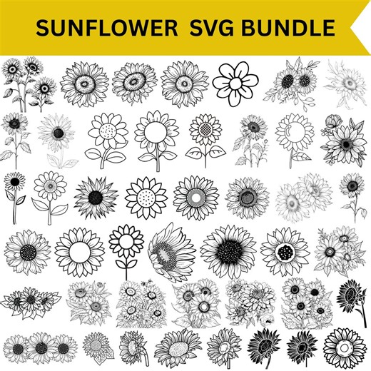 Sunflower SVG Bundle,vector,graphic,cricut,silhouette,commercial Use,instant Download - Etsy