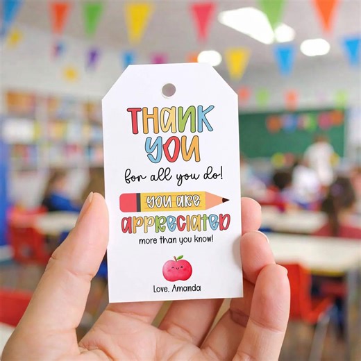 Teacher Appreciation Week Gift Tags, Editable Thank You Teacher Gift Tag , School Party Favor Printable Label - Etsy