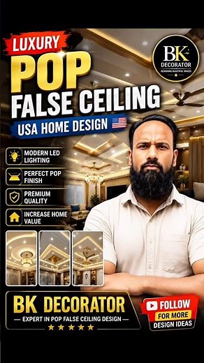 Luxury POP False Ceiling Design 2026 | Modern USA Home Ceiling Ideas | BK Decorator #Shorts