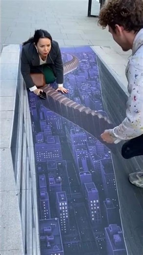 Optical Illusion Street Art Prank Gone Right! #funny #opticalillussion #prank #shorts