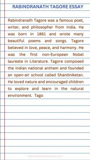Rabindranath Tagore essay in english | Paragraph on rabindranath tagore