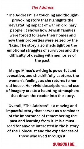 The Address | Class 11 English Chapter 2 | Summary