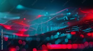 Technological abstract background with a network of data particles, each representing distinct information, forming a complex and visually engaging digital landscape Stock Video