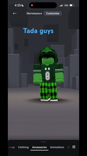 Let’s make a green outfit. I already have a green outfit on, but I made a different one. ￼