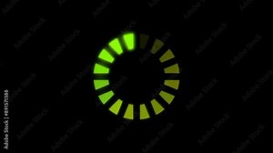 Loading Circle, video. Download progress in green color, preloader, buffering seamless animation 4k