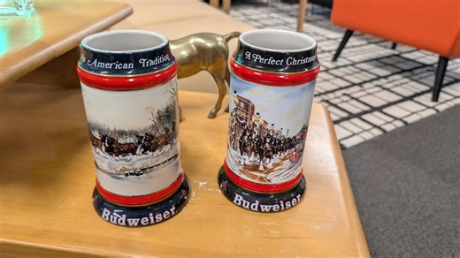 Budweiser Clydesdale Holiday Steins 1990 & 1992 Set From Dad's Horse Farm - Etsy