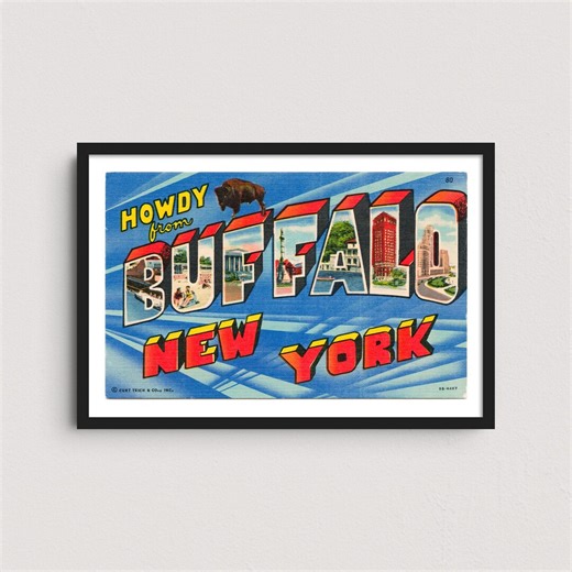 Buffalo NY 1949 Vintage Postcard Art Print - Etsy