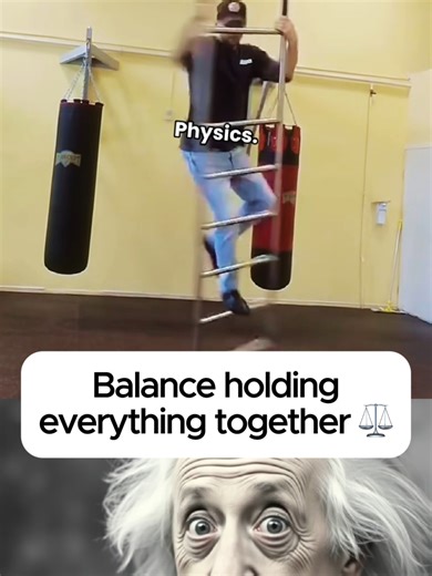 🪜😮 A ladder with no support A man climbs up – and back down – a ladder that isn’t leaning on anything. No wall. No support. Just balance. 💡 How This Works: • Center of mass control: As long as the combined center of mass of the man ladder stays above the contact point with the ground, the system won’t tip. • Friction at the base: High friction between the ladder and the floor prevents slipping. • Constant micro-adjustments: The climber continuously shifts weight to keep balance, just like on