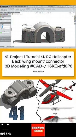 41-SolidWorks |Helicopter|: Back wing mount/ connector #3d #rc #design #engineering #cad #solidworks